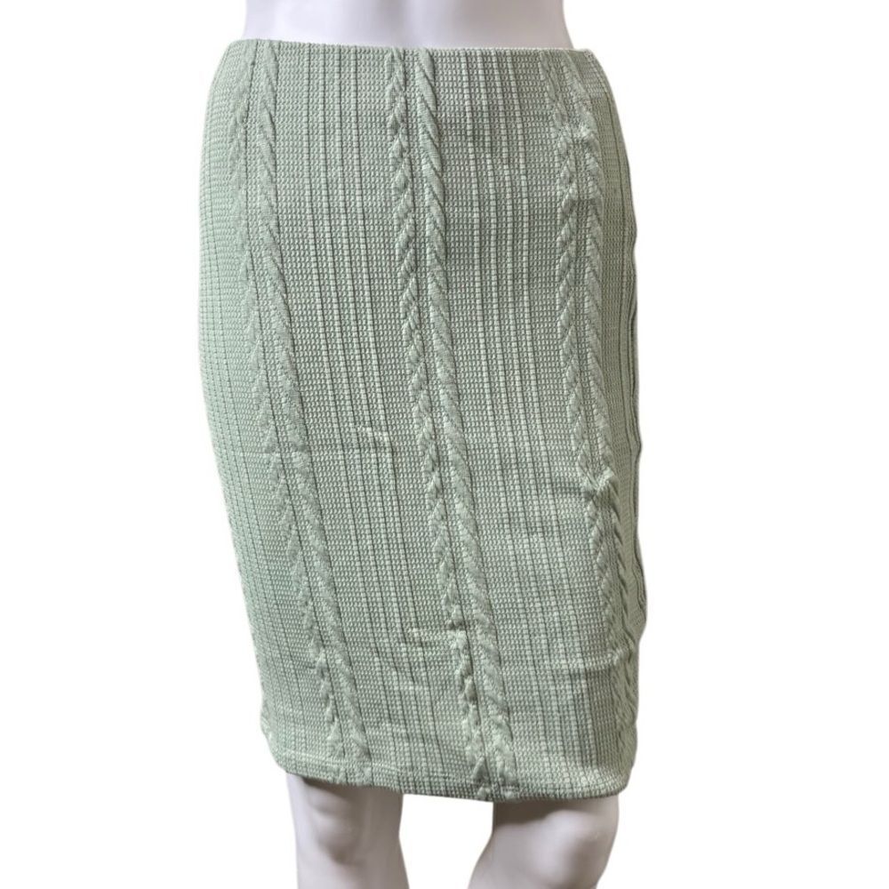 Haute Monde Knit Midi Skirt Mint Green Size Small